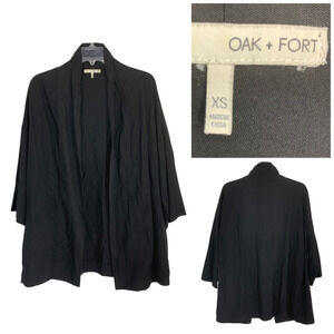 Oak + Fort Sz XS Black Tencel Kimono Jacket Topper Minimalist Capsule Wardrobe